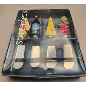 Spreaders Stainless Steel Handles Are Grapes, Fruit, Cheese And Wine.